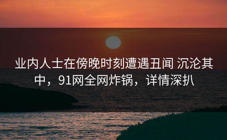业内人士在傍晚时刻遭遇丑闻 沉沦其中，91网全网炸锅，详情深扒