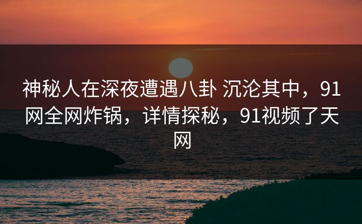 神秘人在深夜遭遇八卦 沉沦其中，91网全网炸锅，详情探秘，91视频了天网