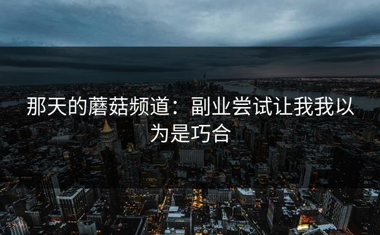 那天的蘑菇频道：副业尝试让我我以为是巧合