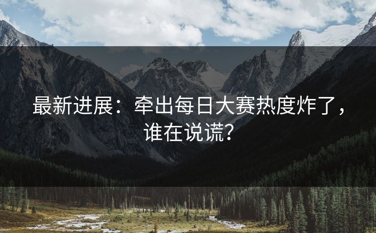 最新进展：牵出每日大赛热度炸了，谁在说谎？
