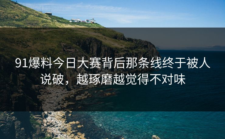 91爆料今日大赛背后那条线终于被人说破,越琢磨越觉得不对味