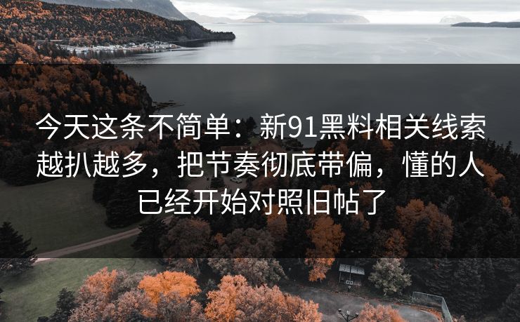 今天这条不简单:新91黑料相关线索越扒越多,把节奏彻底带偏,懂的人已经开始对照旧帖了